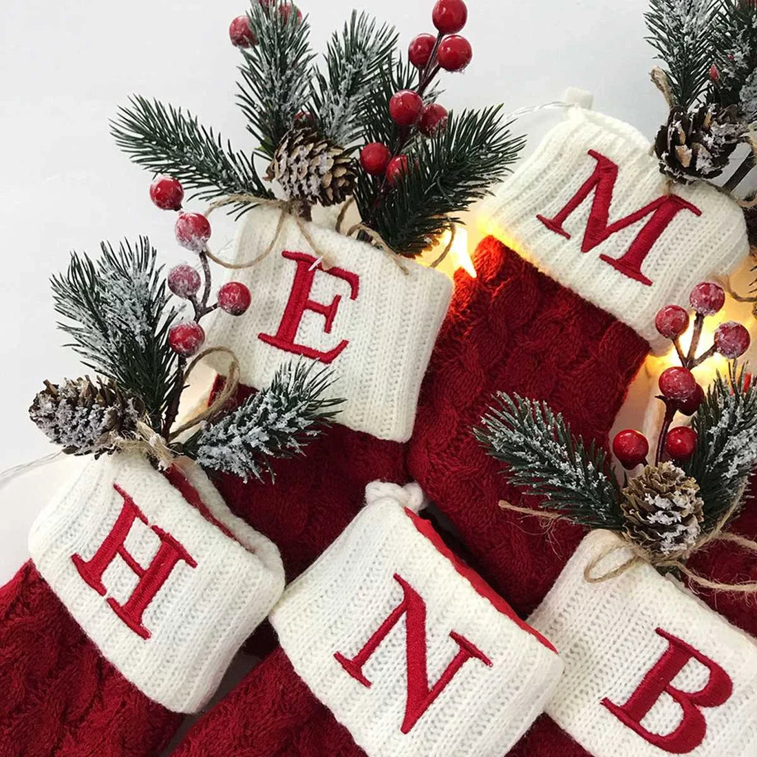 Christmas Socks Knitting Snowflake Letter Stocking