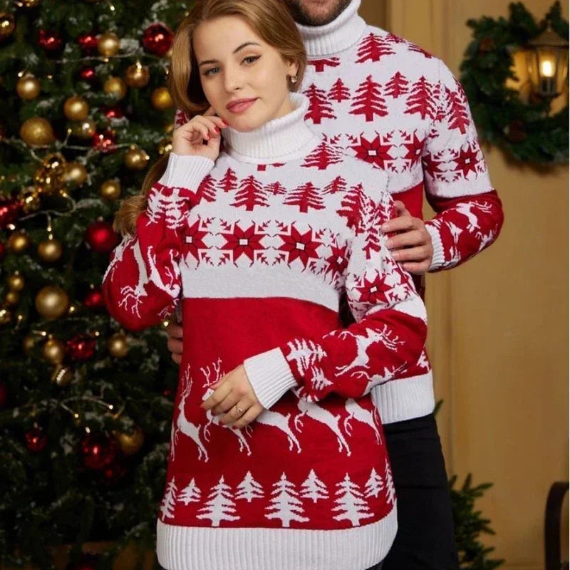 New Jacquard Print Christmas Sweaters Women Men  Sweaters